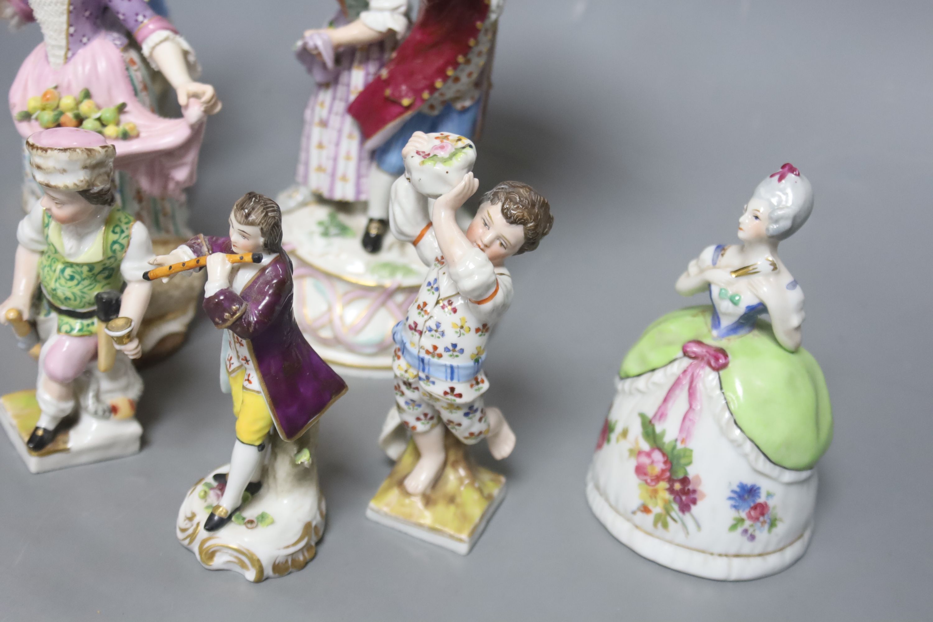 A collection of Meissen and Continental porcelain figures